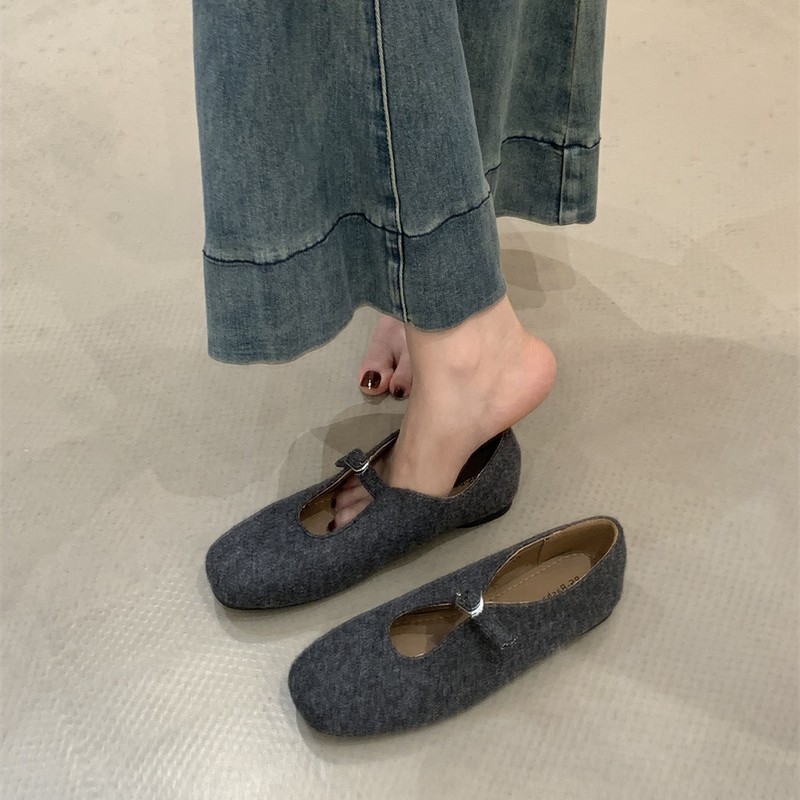 平底复古方头浅口单鞋女2025新款春季法式仙女洋气百搭温柔小皮鞋|undefined