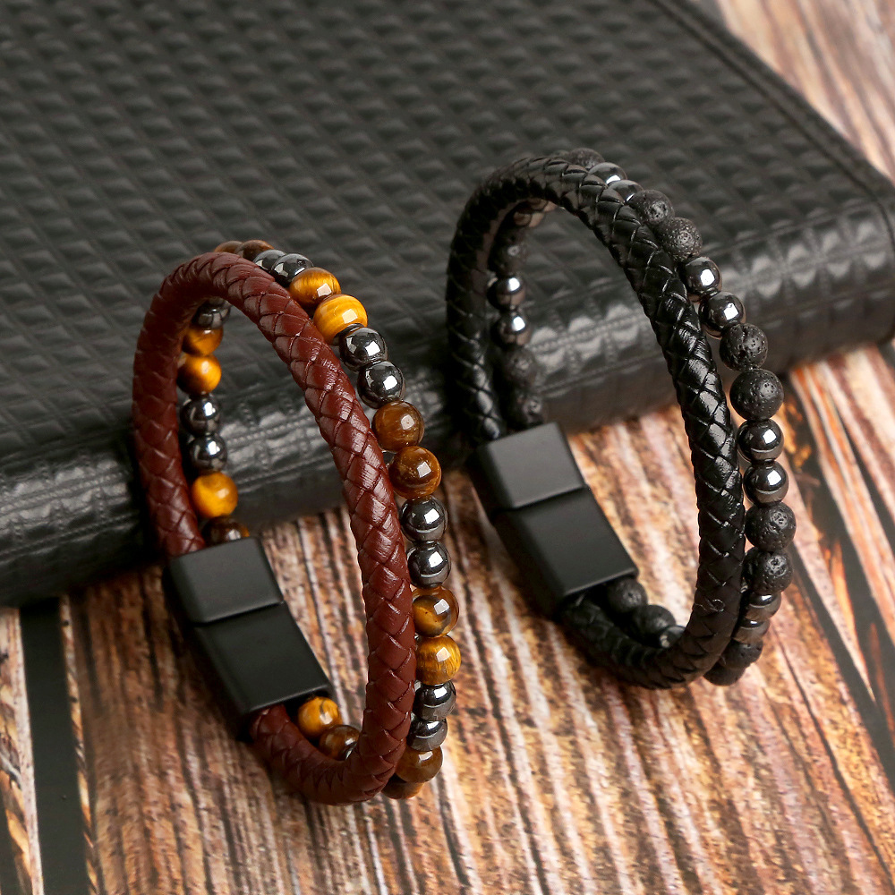 30g Weight Fashion Geometric Natural Stone Rope Men'S Bracelets Men Cord & Leather Bracelets