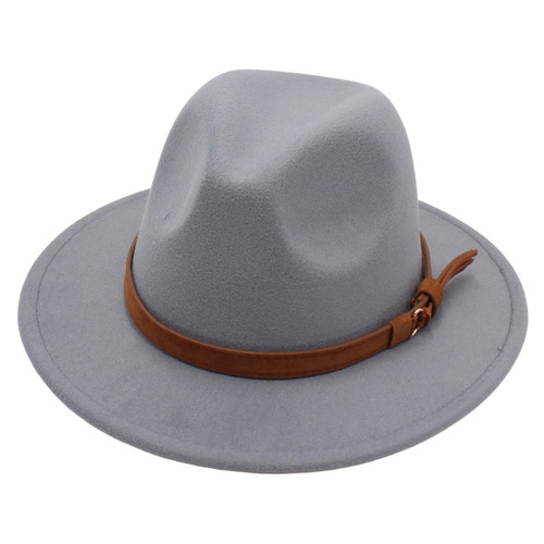Amazon Importer Gentleman Hat Retro Jazz Hat Unisex Elegant Felt Hat Belt Buckle Wool Hat Luxury Style