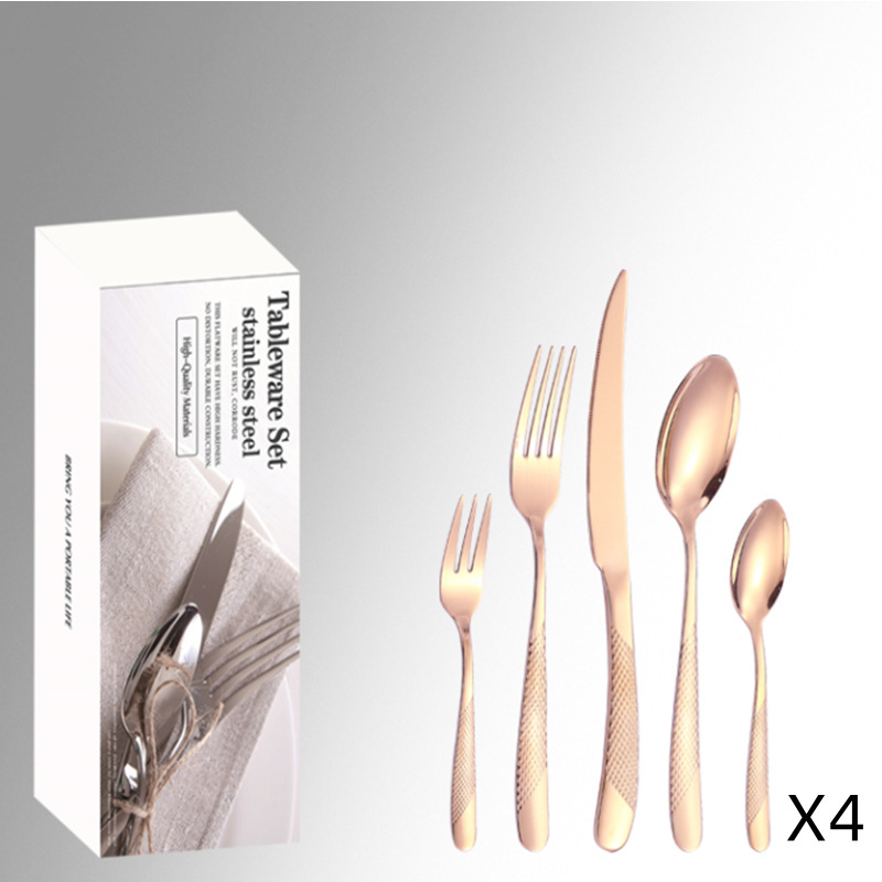 Diamante estrella cinco piezas principales caja simple cuchillo, tenedor y traje de cuchara Productos transfronterizos de Amazon de Venta caliente vajilla de acero inoxidable traje de 20 piezas