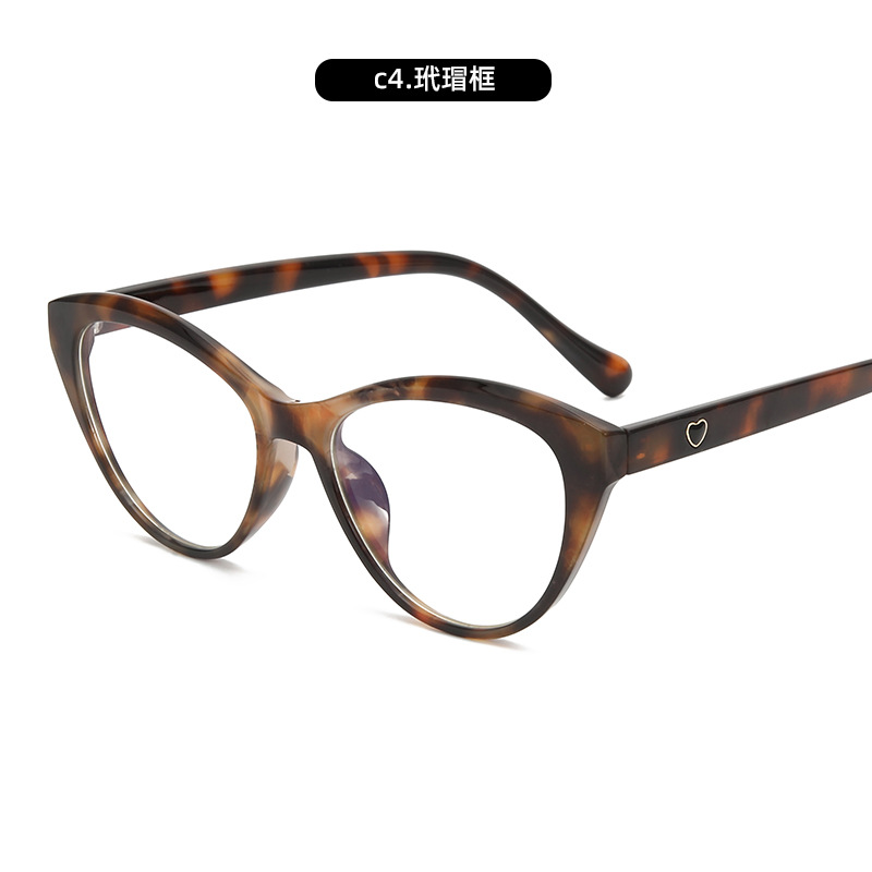 Marco de ojo de gato de moda, gafas anti-luz azul, accesorios de cuello blanco para estudiantes, gafas de miopía, marco de gafas de moda, fábrica al por mayor