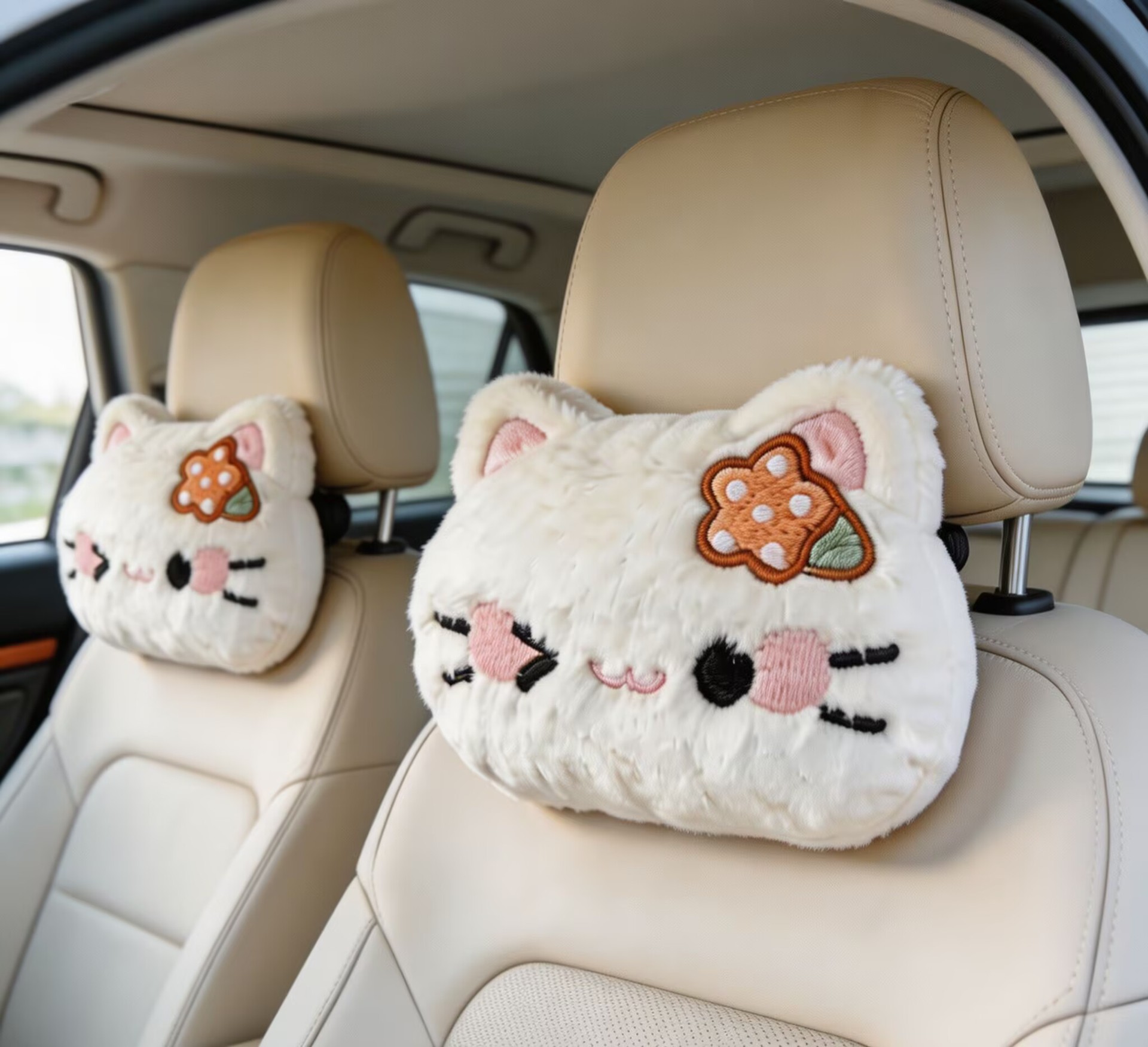 Kt Cat Plush Stuffed Toy Cartoon Car Headrest Pillow Neck Pillow Cute Car Headrest