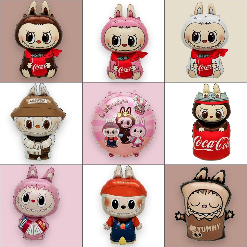 Новый воздушный шар Labubu, картофель фри, аккордеон, милый детский воздушный шар Labubu на день рождения, воздушный шар из алюминиевой пленки