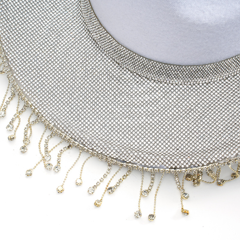 Sombreros de vaquero de agua de diamante de novia blanca occidental sombrero de boda vestido de fiesta creativo sombrero gran brilla retro