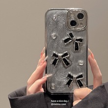 奢华立体钻石蝴蝶结适用iPhone15promax手机壳苹果14新款12小众13