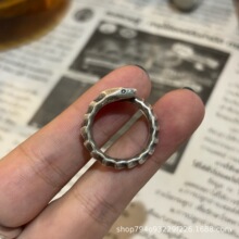 西西里 泰国清迈 925纯银素银纯手工 复古做旧蛇形戒指 指环 饰品