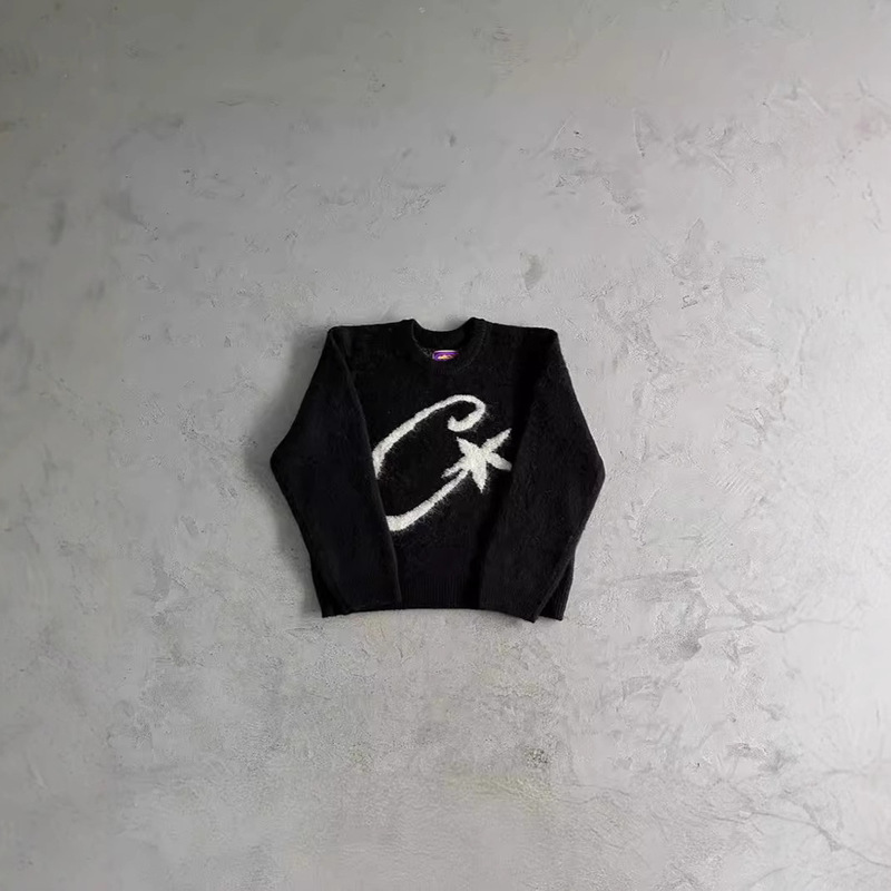 Corteiz Mohair Knit Sweater Men's Big C Mohair Crewneck Sweater Camouflage Embroidery UK