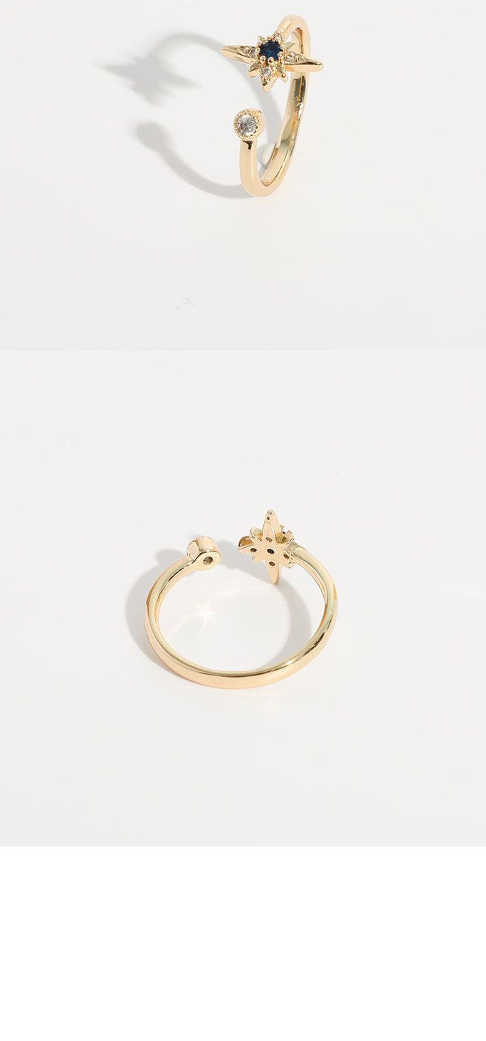 Simple Constellation Shape Copper Plated 14k Real Gold Open Ring display picture 2