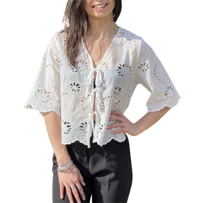 New European and American Cross-Border Independent Site Amazon Summer Style Ruffled Lace-Up Shirt for Petite Women