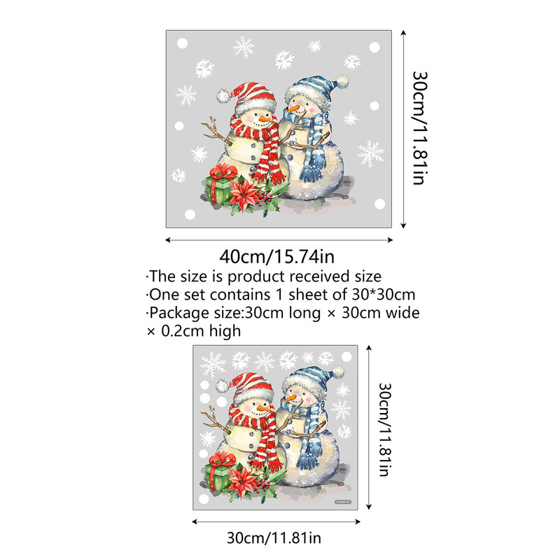 CT6049-ZYの漫画の雪だるまの雪のクリスマスの装飾の窓はガラスの静電気を貼って家の装飾の壁を貼って絵を貼ります。|undefined