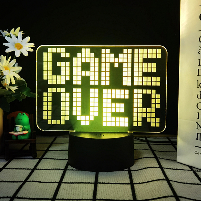 New Night Light 3D Stereo Creative Colorful Color-Changing E-Sports Room Xbox Peripheral Decorative Light Gameover Light