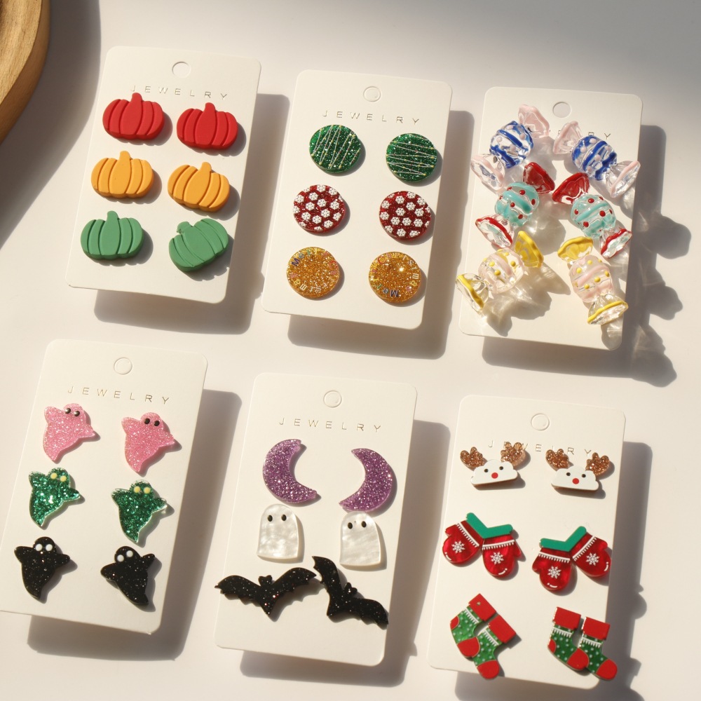 1 مجموعة جذاب حلويات شبح إلك أريليك امرأة ترصيع الأذن display picture 5
