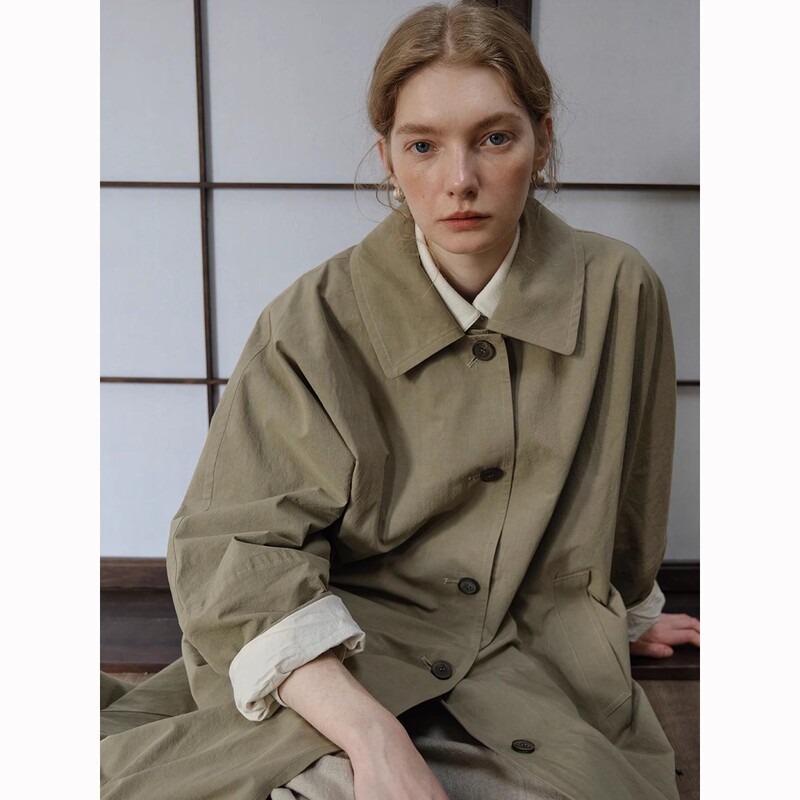 Rewear/Store Signature American Imported Pima Cotton Paper Texture Linen Architectural Silhouette Windbreaker 11018