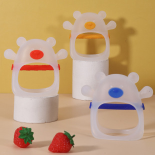 Bear Silicone Teether Baby Chewable Baby Can Boil Teething Stick Baby Anti-Eating Hand Chewing Gum Soothing Toy