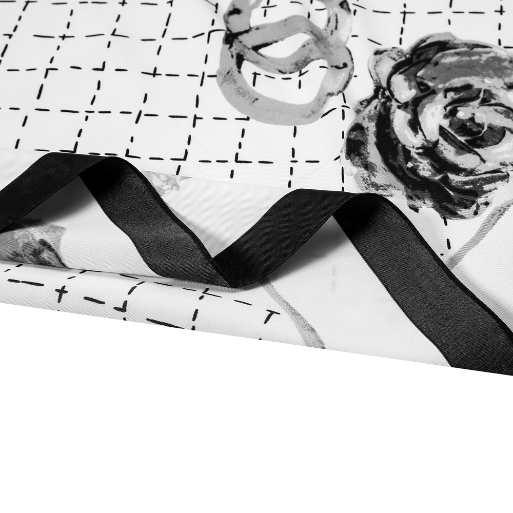 Bufanda de seda con flores a cuadros de color liso de 130 cm bufanda cuadrada grandepicture4