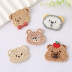 新しい刺繍布ステッカー、ベビー服と子供服のアクセサリー、漫画のクマの刺繍ステッカー、韓国語版の穴埋めステッカー、装飾ステッカー、パッチステッカー