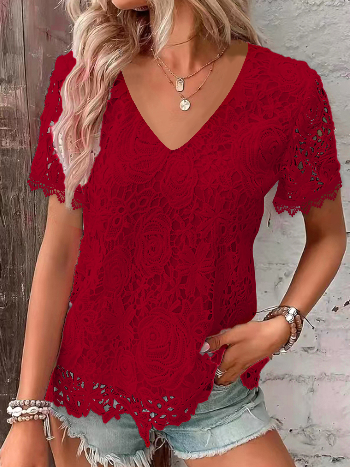 Women's Chiffon Shirt Short Sleeve Blouses Simple Style Solid Color display picture 10