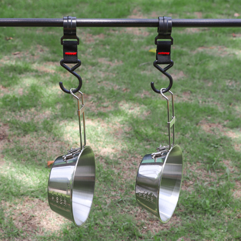 Ciotola da campeggio in acciaio inossidabile per esterni, stoviglie pieghevoli, ciotola portatile e set di conservazione delle bacchette_voghion.com