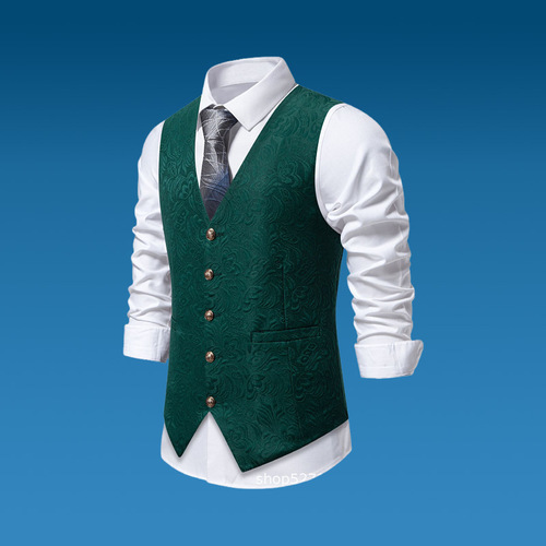 Foreign Trade European Size Men's Suit Vest, New Cross-Border Halloween Jacquard Vest for Men, Men's Formal Wear, Stage Performance Costume