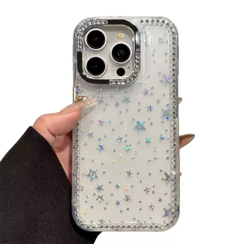 iPhone17Promax対応 星型キラキラダイヤモンド携帯ケース Apple16 シンプルで高級感のある15 軽量ラグジュアリーダイヤモンドケース|undefined