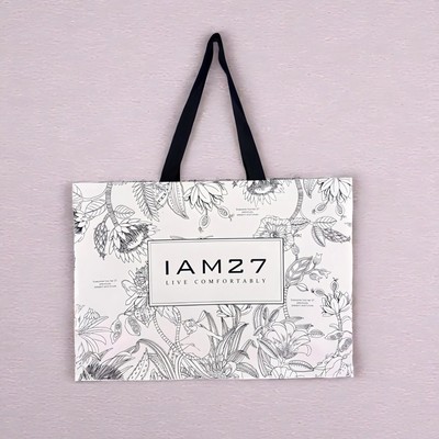 customized Imprint White card reticule Shopping bag three-dimensional Scrub gift clothing packing paper bag Customized Kraft paper