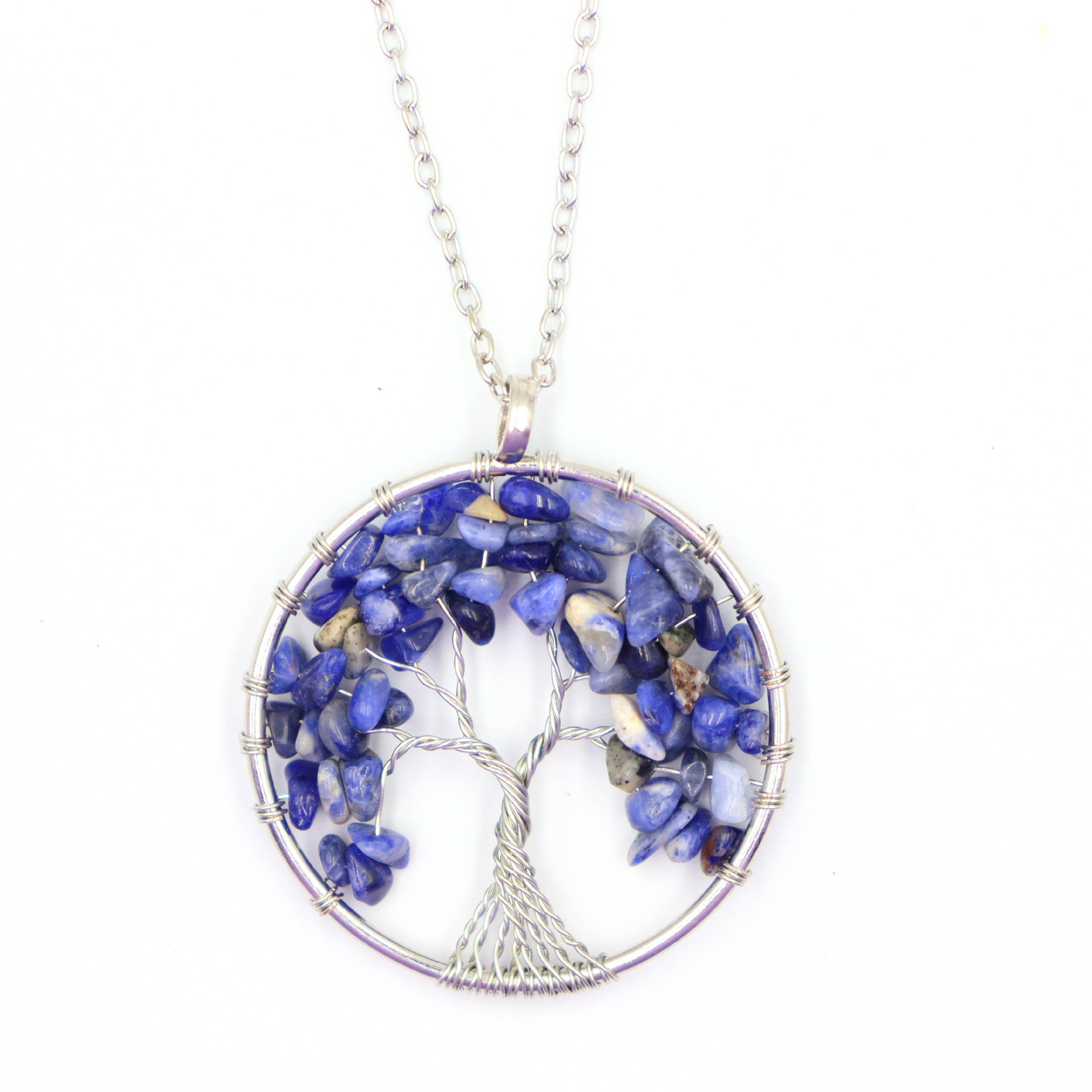 Retro Tree natural stone Copper Pendant Necklace 1 Piece