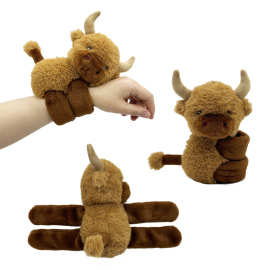 跨境新款 highland cow plush 高地牛啪啪圈手环毛绒玩偶公仔