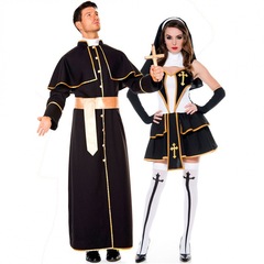 M-XL Halloween Costume Priest Habit and Nun Clothes Taoist Adult Costume Party Outfit