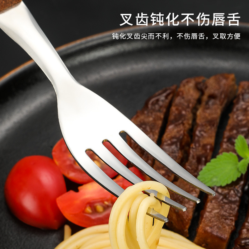 クリエイティブ304ステンレス木柄食器卸売り越境ホテルレストラン洋食ステーキナイフフォークスプーン食器|undefined