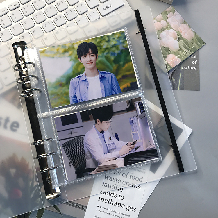 a5 transparent 2-grid PP card bag game card 5-inch Polaroid photo storage bag loose-leaf photo album inner page 6-hole replacement core