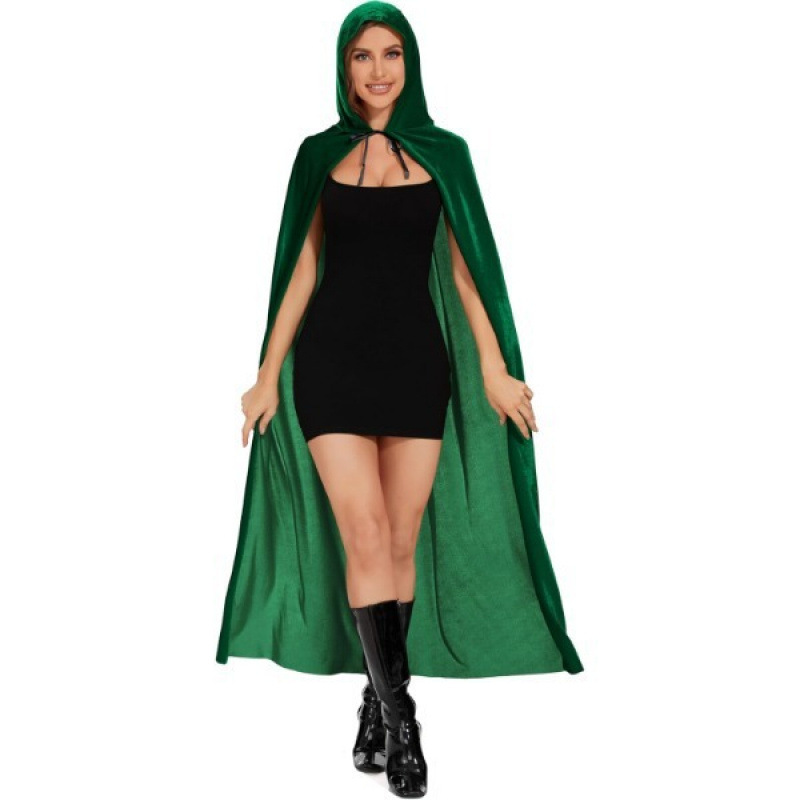 欧美万圣节披风中厚斗篷连帽丝绒搞怪服饰舞台演出服配件外贸代发