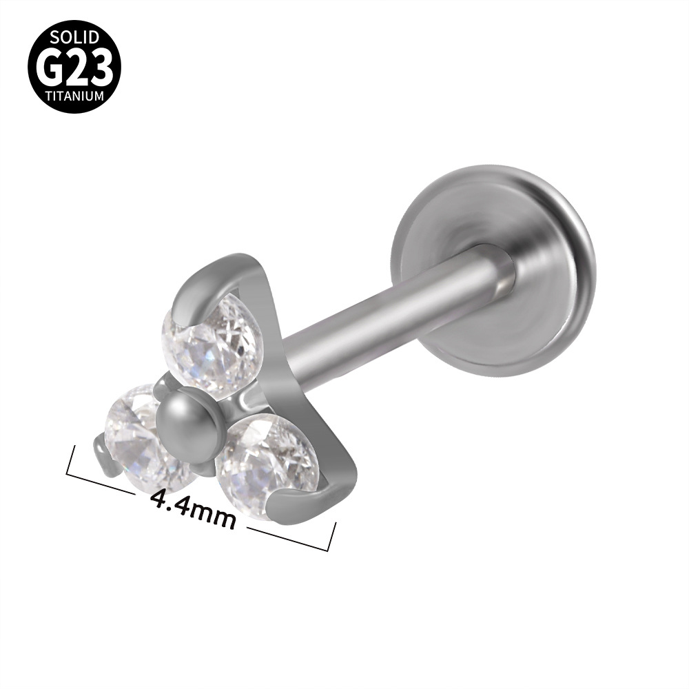 1 Piece Simple Style Flower Stainless Steel Plating Inlay Zircon Lip Stud display picture 2