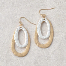 沙金沙银双色电镀不规则椭圆几何形耳环 亚马逊热销女式耳饰耳坠