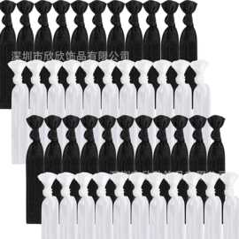 厂家直销弹性发带丝带发带黑色白色松紧带马尾辫弹性无折痕绑发
