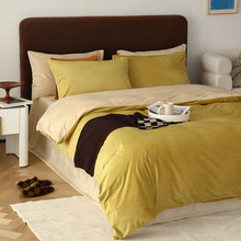 2025新款双面保暖加厚天鹅绒四件套加绒被套法兰绒秋冬男士简约风