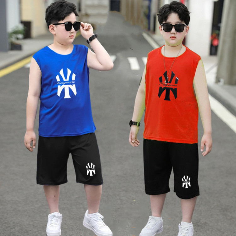 Cross-border Children's Wear Fat Boys Basketball Suit Summer Suit Big Kids Loose Vest Plus Fat Plus Quick-drying Sportswear