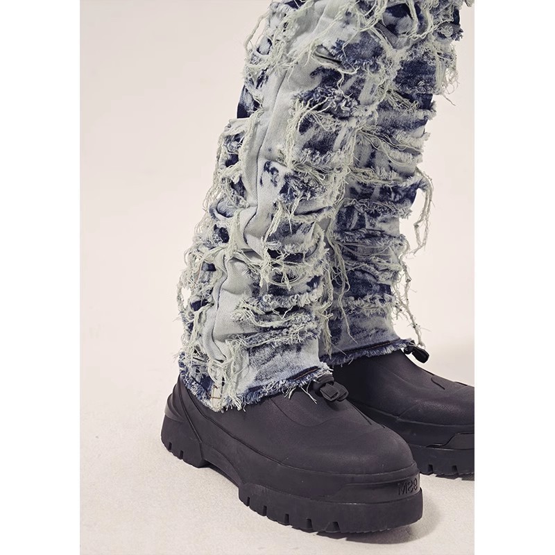 boy 2025 European And American High Street Retro Distressed Washed Vintage Brand Skinny Stretch Denim Pants_voghion.com