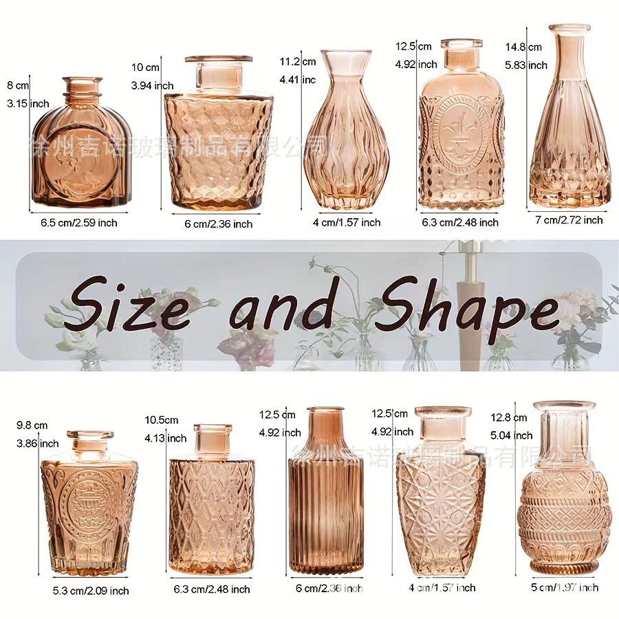 Luz de lujo simple retro mini jarrón de vidrio en vidrio de viento pequeño jarrón de flores flores flores secas flores decoración de oficina