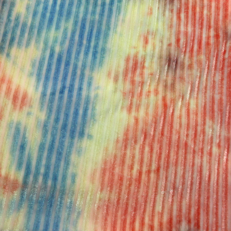 扎染抽条不倒绒针织经编涤氨纶四面弹手工扎染竖抽条韩国绒布面料