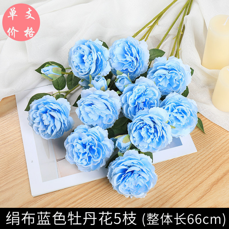 模擬牡丹の花 3 分岐牡丹バラの花束造花結婚式のリビングルームの装飾プラスチック造花シルクフラワー卸売|undefined