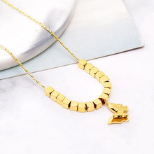 韩国时尚配饰方块锁骨链磨砂蝴蝶吊坠钛钢保色饰品项链女工厂直批