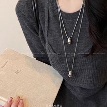 极简风水滴吊坠项链女秋冬长款卫衣毛衣链休闲百搭轻奢高级感配饰