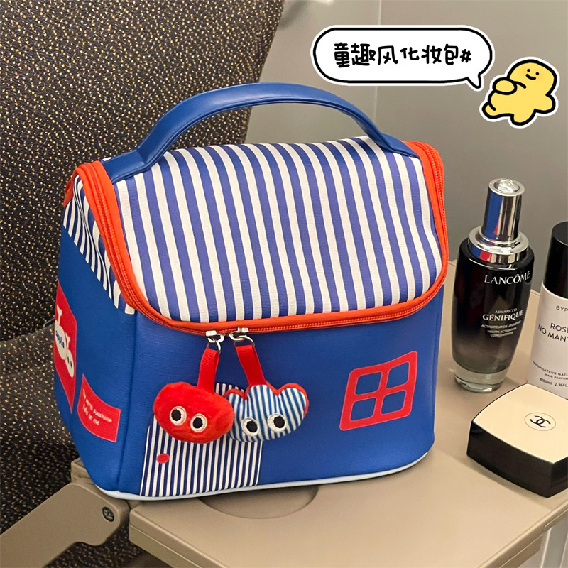 Bolsa de cosméticos para casa pequeña bolsa de almacenamiento portátil de gran capacidad para mujer bolsa de almacenamiento de viaje bolsa de lavado de nicho linda resistente a la suciedad