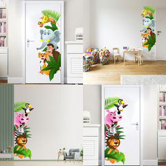 新款大象猴子河馬斑馬鸚鵡長頸鹿自粘牆貼畫客廳臥室裝飾畫KSY202