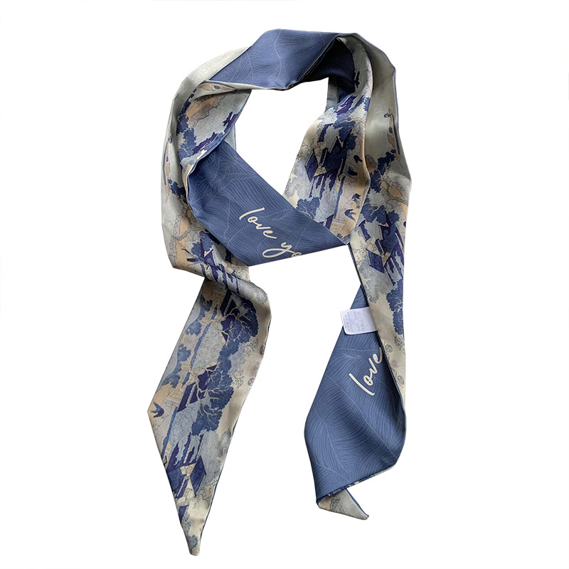 Pañuelo de seda largo y pequeño, cinturón para el cabello de estilo nacional con camisa, bolso atado, pañuelo en la cabeza de todo fósforo, cinturón de bufanda de decoración pastoral femenina de verano