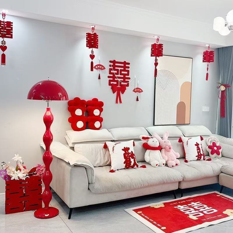 Luz de piso de hongos de viento crema sofá nórdico decoración de la sala de estar luces verticales luces de lujo rojas de alto nivel