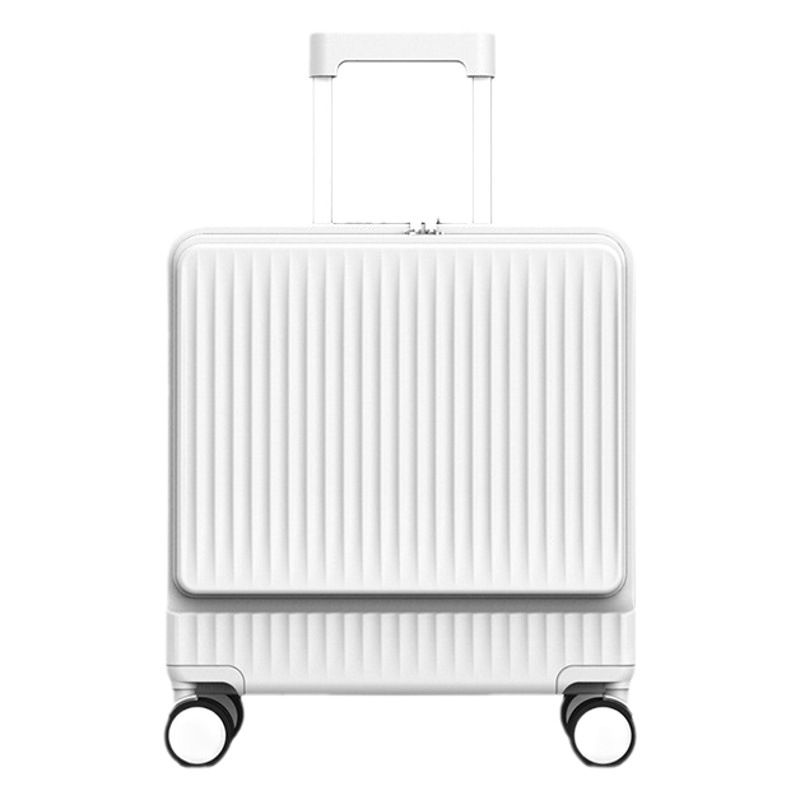 Equipaje de Apertura frontal para hombres y mujeres trolley 18 pulgadas mudo marco de aluminio contraseña maleta de viaje caja pequeña