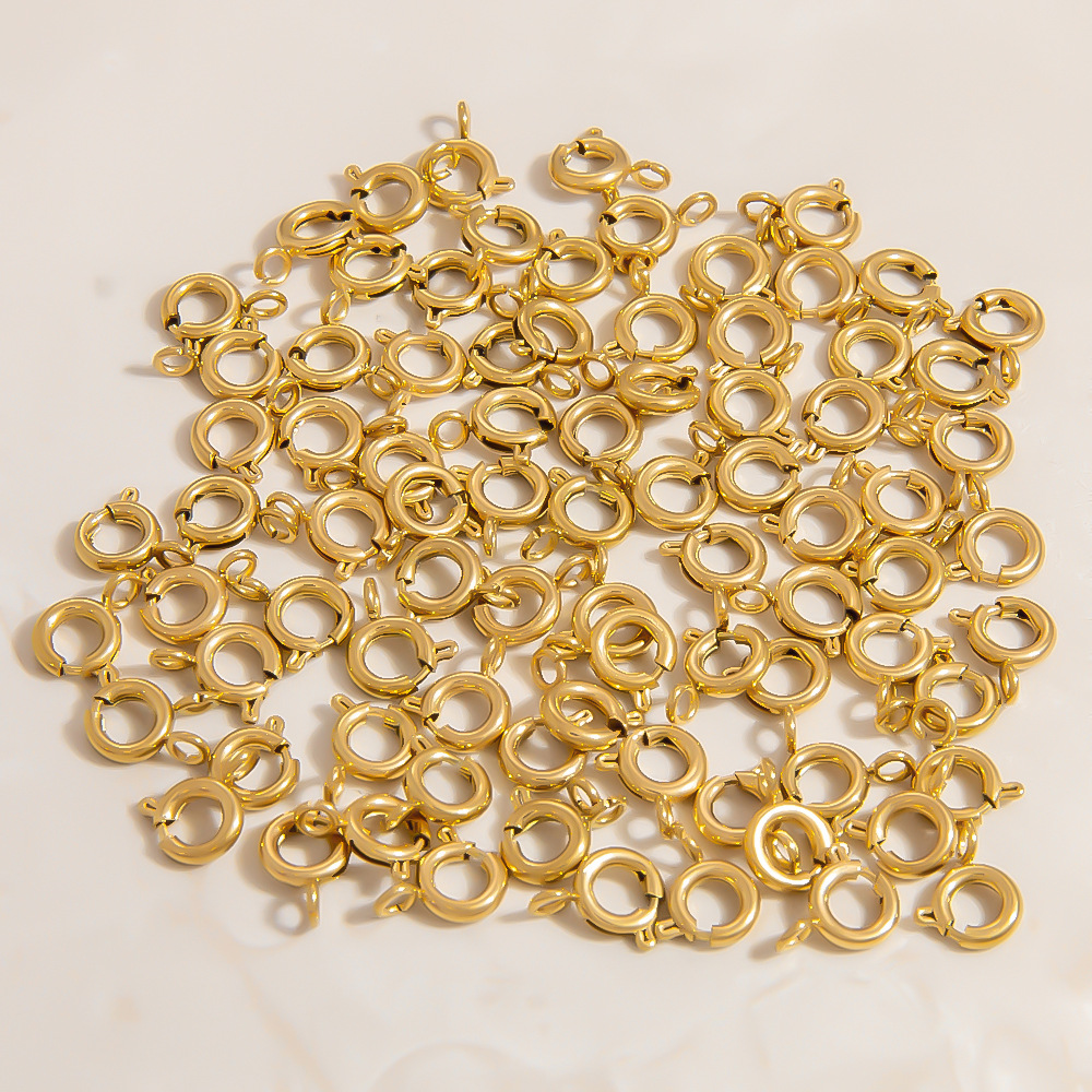 304 Stainless Steel Material 1000 Pieces Per Pack 100 PCS/Package 304 Stainless Steel Solid Color Spring Coil Lobster Clasp Jewelry Accessories