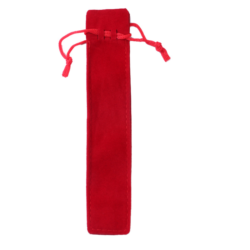 En stock caja de lápices de franela multicolor engrosada de dos lados bolsa de embalaje de la pluma de cristal con cordón bolsa de regalo de la pluma impresa LOGO