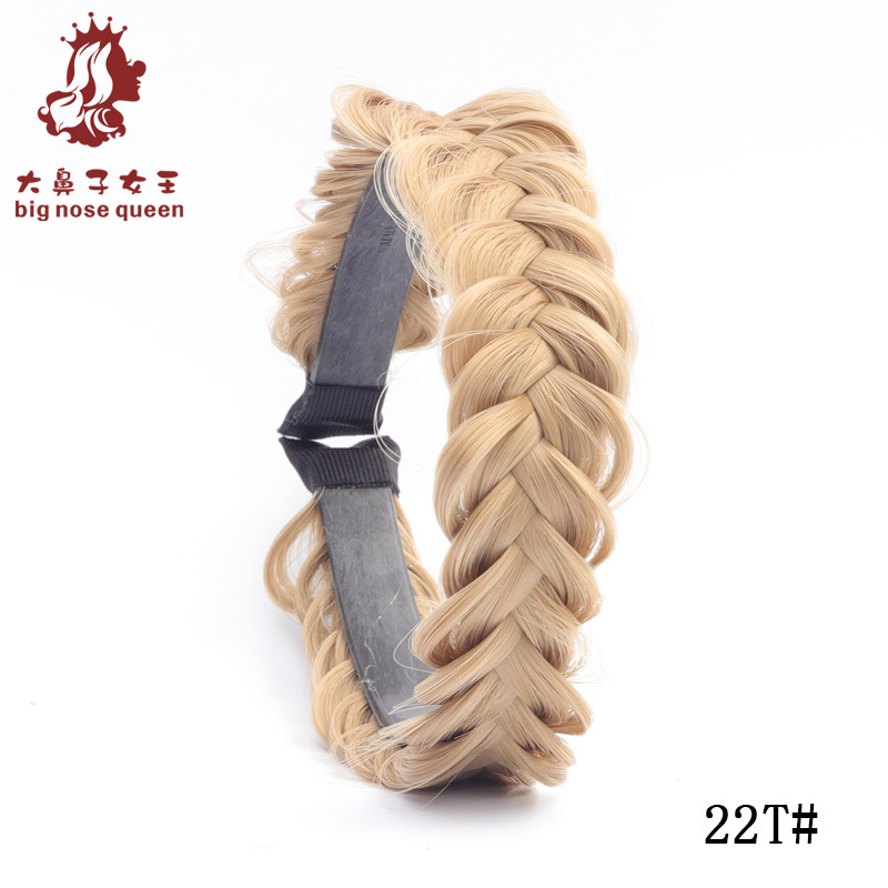 Internet celebridad moda Fishbone trenza desordenada peluca natural mujer trenzada Twist trenza diadema dentada antideslizante pelo presionando diadema